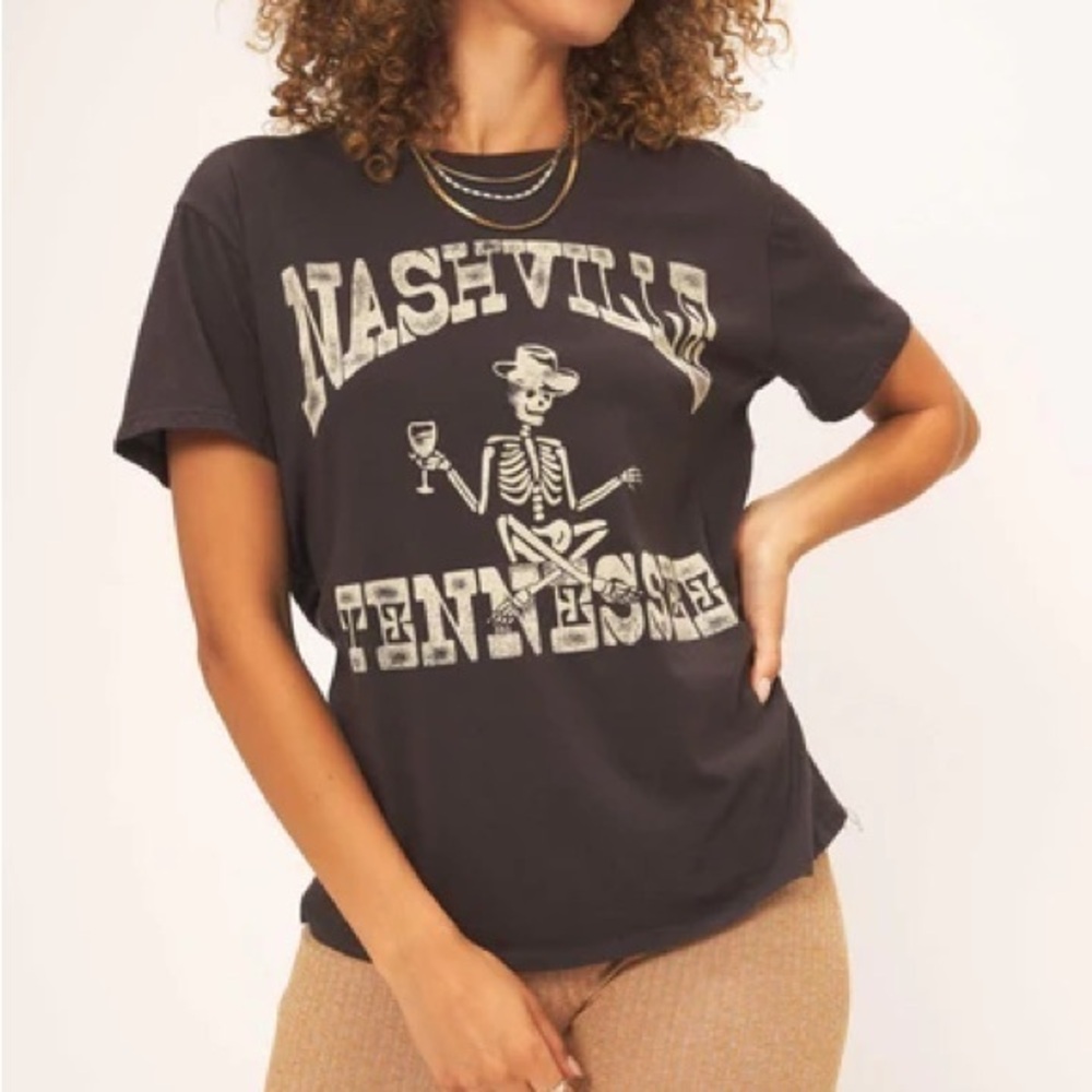 Project Social T Nashville Tennessee Skeleton Gray Short Sleeve Womens Small